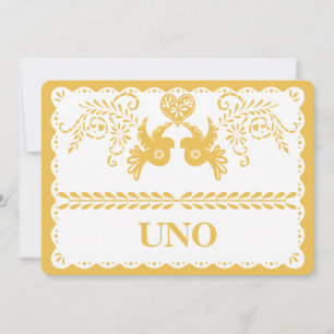 Papel Picado Numéro de table Gold Fiesta Dove Hear