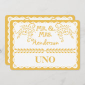 Papel Picado Numéro de table Gold Fiesta Mariage (Devant / Derrière)