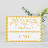 Papel Picado Numéro de table Gold Fiesta Mariage (Debout devant)