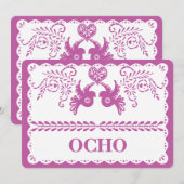 Papel Picado Ocho Huit Numéro de Table Or Fiesta (Devant / Derrière)