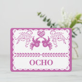 Papel Picado Ocho Huit Numéro de Table Or Fiesta (Debout devant)