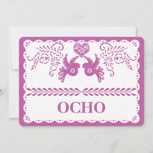 Papel Picado Ocho Huit Numéro de Table Or Fiesta (Devant)