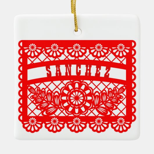 Papel Picado op maat Keramisch Ornament (Voorkant)