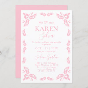 Papel Picado Pink Quinceanera Kaart