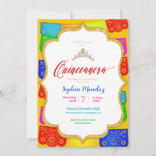Papel Picado Quinceanera Uitnodiging