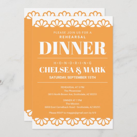 Papel Picado repetitie diner uitnodiging (Voorkant / Achterkant)