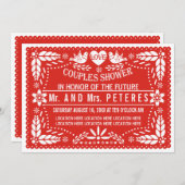 Papel picado rode bruiloft onder douche kaart (Voorkant / Achterkant)
