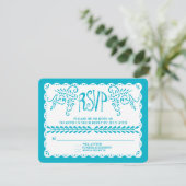 Papel Picado RSVP Blue Pool Fiesta Wedding Banner (Staand voorkant)