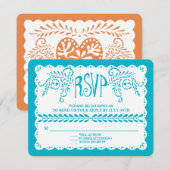 Papel Picado RSVP Blue Pool Fiesta Wedding Banner (Voorkant / Achterkant)