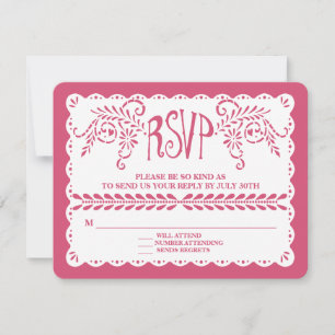 Papel Picado RSVP Hot Pink Fiesta Bruiloft Banner Kaartje