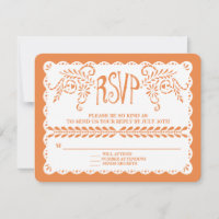 Papel Picado RSVP Orange Fiesta Mariage bannière