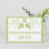 Papel Picado Siete Zeven Tafelnummer Goud Feest (Staand voorkant)