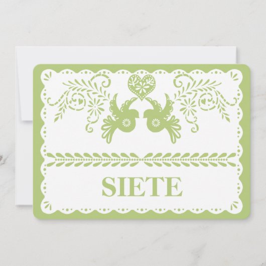 Papel Picado Siete Zeven Tafelnummer Goud Feest (Voorkant)