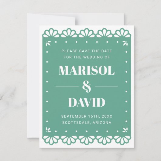 Papel Picado stijl Save the Date Kaart (Voorkant)