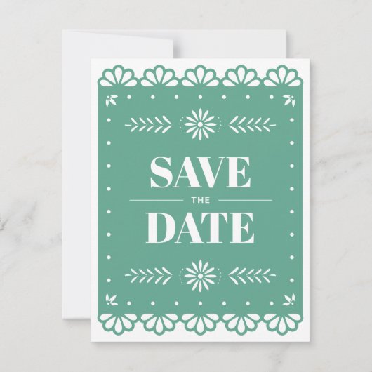 Papel Picado stijl Save the Date Kaart (Achterkant)