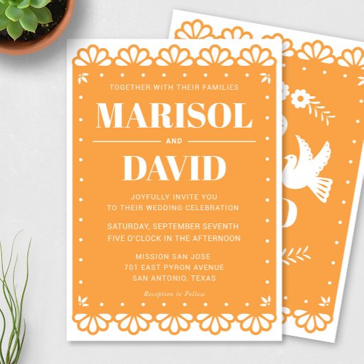 Papel Picado Style Faire-part de mariage avec colo