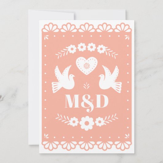 Papel Picado Style Faire-part de mariage avec colo (Dos)