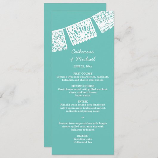 Papel Picado | Trouwreceptie Menukaart (Voorkant / Achterkant)