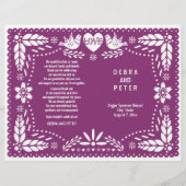 Papel Picado violet mariage fiesta programme plié (Devant)