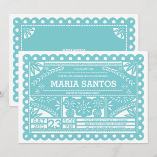 Papel Picado Vrijgezellenfeest Invite - Blauw Kaart