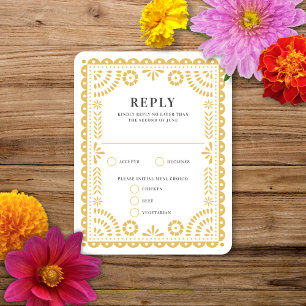Papel Picado Warm Neutra   RSVP-kaart voor weduwen RSVP Kaartje