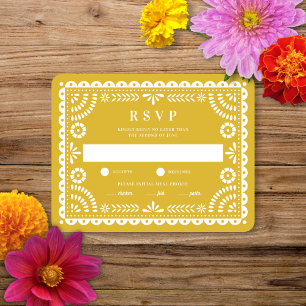 Papel Picado Warm Yellow   RSVP-kaart voor weduwen RSVP Kaartje