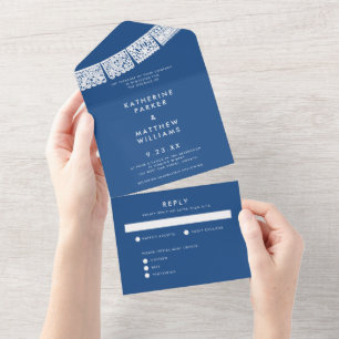 Papel Picado Wedding Banner Blue All In One Uitnodiging