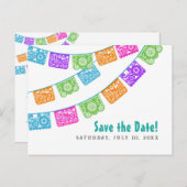 Papel Picado Wedding Enregistrer la date carte pos (Devant / Derrière)