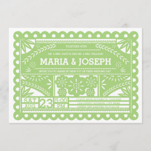 Papel Picado Wedding Invite - Groen Kaart