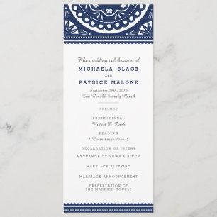 Papel Picado Wedding Program - Navy Programma