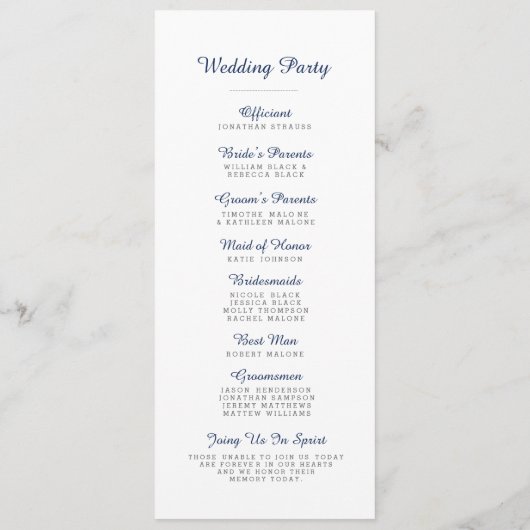 Papel Picado Wedding Program - Navy Programma (Achterkant)