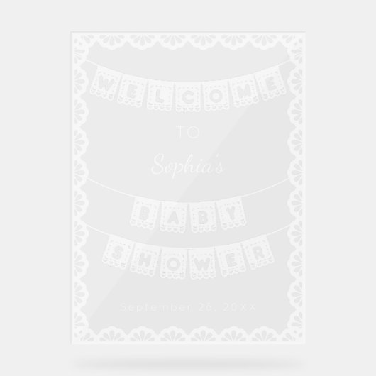 Papel Picado Welkom Baby shower Acryl Bord (Voorkant)