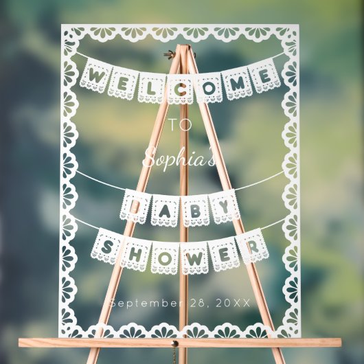 Papel Picado Welkom Baby shower Acryl Bord (Neutraal)