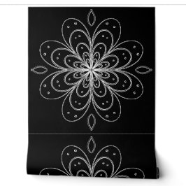 Papel Pintado Metallic flower tile abstract silver Behang