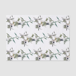 Papel seda con acuarela de rama de olivo tissuepapier