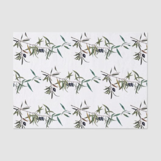 Papel seda con acuarela de rama de olivo tissuepapier (Voorkant)