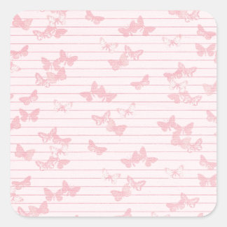 PAPER041 KUTE PINKBUTTERFLIES PATROON ACHTERGRONDE VIERKANTE STICKER