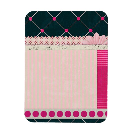 PAPER10 GIRLY SCRAPBOOKING ZWART ROZE WIT PATTE MAGNEET (Verticaal)