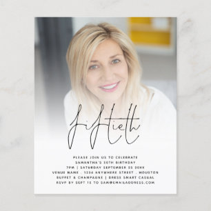 PAPER 50th Birthday Foto Script Party Invitation Flyer