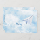 Paper Airplane Baby shower Invitation Kaart (Voorkant / Achterkant)