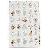 Paper Bag with Gold Botanical Sketches Medium Cadeauzakje (Voorkant)