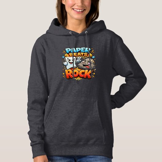 Paper beats rock, funny design  hoodie (Voorkant)