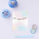 PAPER Blauw Roze Aquarel Hart Script Verlovingsfee Flyer (Enkel)