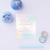 PAPER Blue Pink Waterverf Script Verloving Flyer (Enkel)
