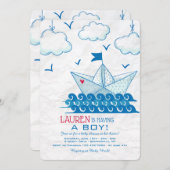 Paper Boat Invitation Kaart (Voorkant / Achterkant)