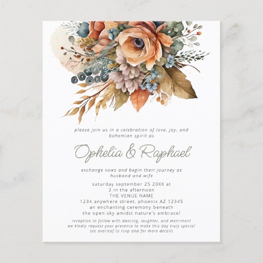 PAPER Boho Herfst Bloemen Sage Bohemian Bruiloft Flyer (Voorkant)