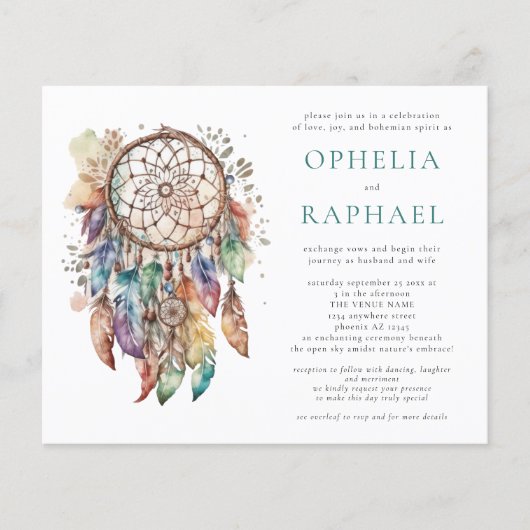 PAPER Boho Kleurrijke Dreamcatcher Bruiloft Blauwg Flyer (Voorkant)