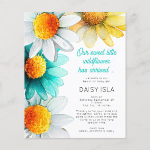 PAPER Boho Wildflower Dank u geboorte aankondiging Flyer