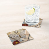 Paper Butterfly Coaster Vierkante Kartonnen Onderzetter (Insitu)