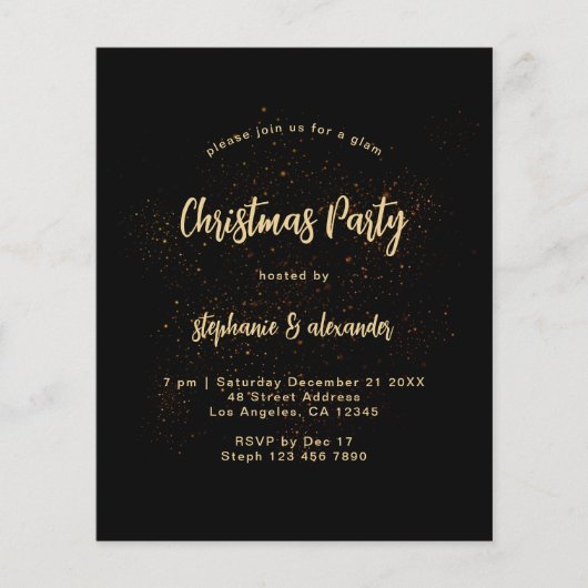 PAPER Classy Gold Black-kerstfeest uitnodigen Flyer (Voorkant)